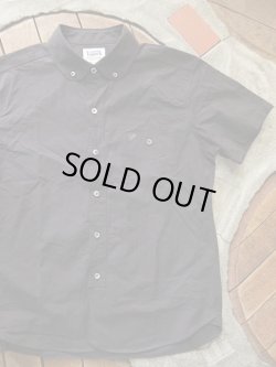 画像1: PHERROW'S フェローズ - プレーン ラウンドカラー 半袖 ボタンダウンシャツ　ブラック　【MADE IN JAPAN】