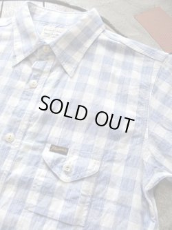 画像1: PHERROW'S フェローズ -  半袖ガーゼワークシャツ　ブルーチェック　【MADE IN JAPAN】