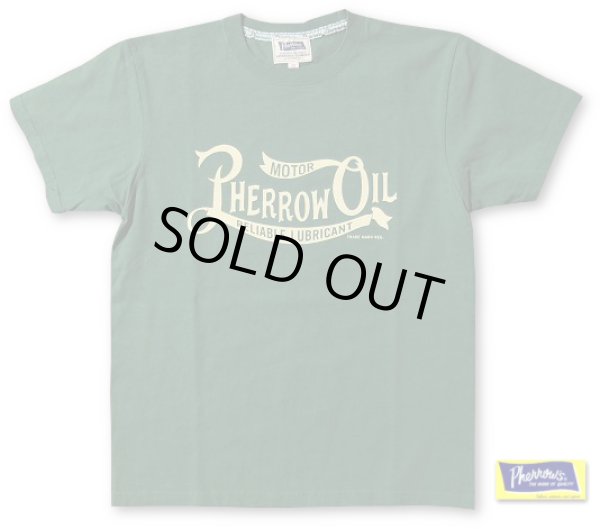 画像1: ★再入荷★PHERROW'S フェローズ - '' PHERROW OIL '' プリントTシャツ　グリーン