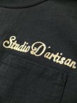 画像7: STUDIO D'ARTISAN ダルチ - 吊り編みP付き刺繍半袖Tシャツ　ブラック
