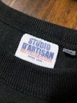 画像6: STUDIO D'ARTISAN ダルチ - 吊り編みP付き刺繍半袖Tシャツ　ブラック