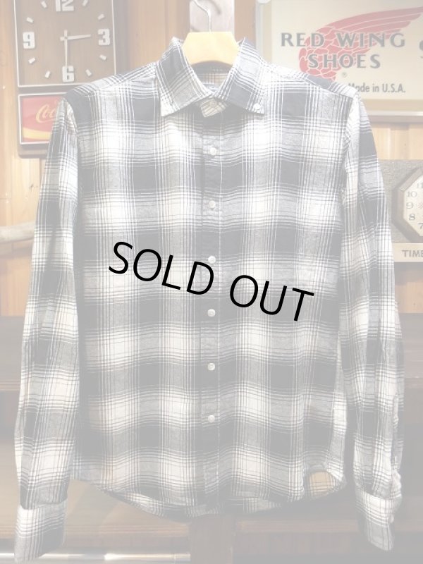 画像1: Upscape Audience オーディエンス - コットンフランネルチェック ワイドスプレッドボタンダウン長袖シャツ【MADE IN JAPAN】　White×Black Check