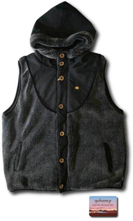 画像: GO HEMP - MONGOLIAN HOODY VEST　［GHJ5007SLB］　チャコール　入荷しました！