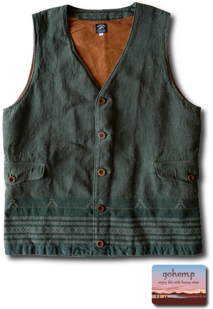 画像: GO HEMP - UTILITY VEST ［GHJ6024SKT］　オリーブ 入荷しました！！