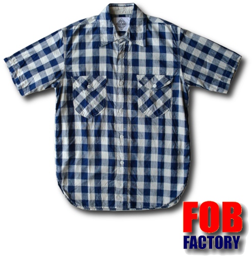 画像: F.O.B factory - BLOCK CHECK H/S WORK SHIRTS　［F3326］ ネイビー　入荷しました！