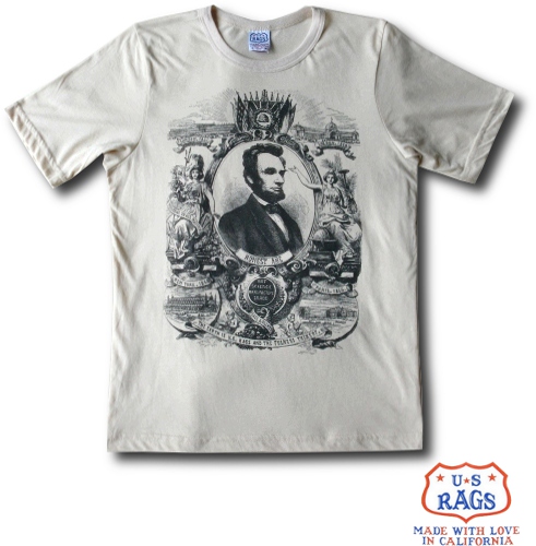 画像: US RAGS - ” LINCOLN ” プリント Tシャツ　ベージュ　入荷しました！！