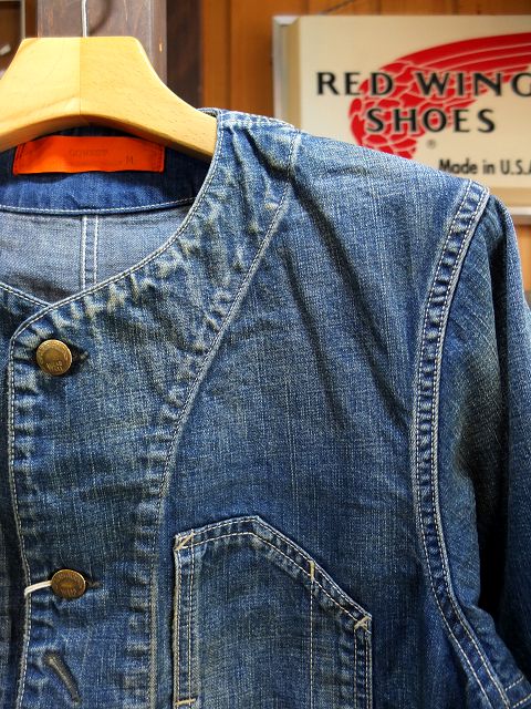 画像: GO WEST - NO COLLAR WORK JACKET/8oz WORK DENIM