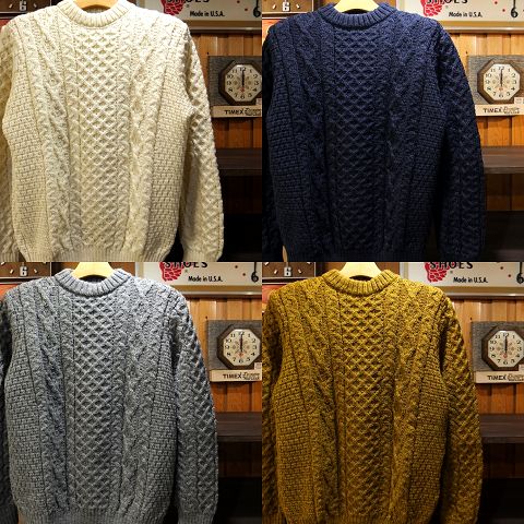 画像: Kerry Woollen Mills - Aran Cable Crew Neck LITE