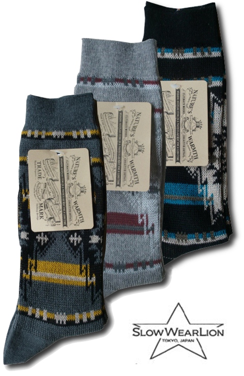 画像:  Slow Wear Lion - NATIVE SOCKS　[TA-9325]　3カラー入荷！