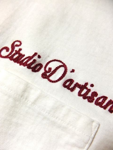 画像: STUDIO D'ARTISAN ダルチ - 吊り編みP付き刺繍半袖Tシャツ　オフホワイト