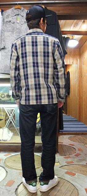 画像: PHERROW'S フェローズ - インディゴヘビーフランネルシャツ　ベージュ/インディゴ　【MADE IN JAPAN】