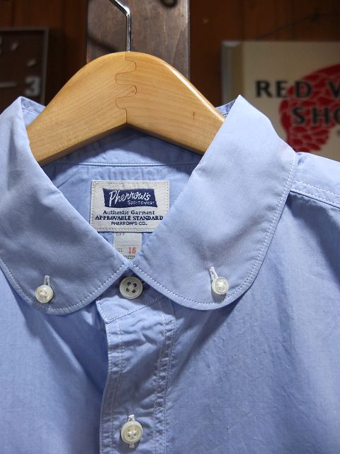画像: PHERROW'S フェローズ - ラウンドカラー 半袖 ボタンダウンシャツ　サックス　【MADE IN JAPAN】