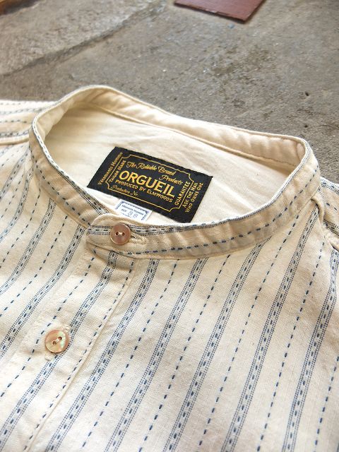 画像: ORGUEIL オルゲイユ - Band Collar Shirt　Stripe　【MADE IN JAPAN】