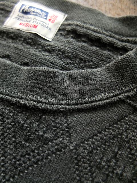 画像: PHERROW'S フェローズ - ジャガード織りポケットTシャツ　ブラック　【MADE IN JAPAN】
