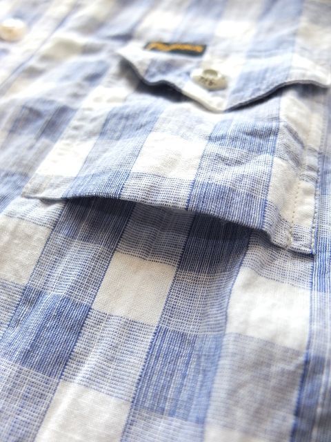画像: PHERROW'S フェローズ -  半袖ガーゼワークシャツ　ブルーチェック　【MADE IN JAPAN】