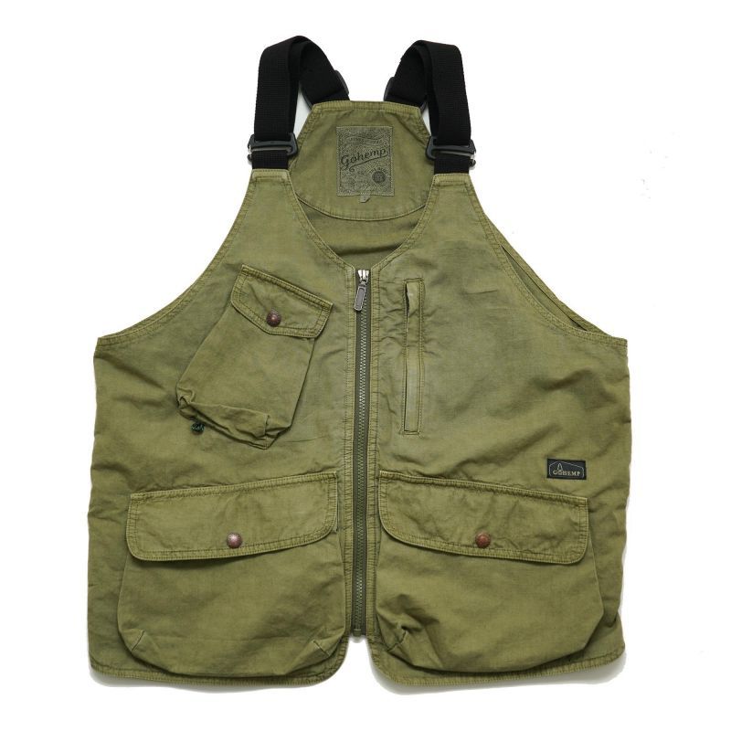 GOHEMP ゴーヘンプ - HEMP UTILITY VEST :ARMY GREEN - Faded Blue